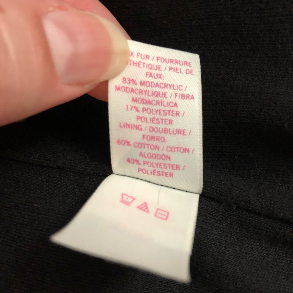 EUC Reversible LE VS Pink Hooded Sweater Black Fur - Picture 7 of 7